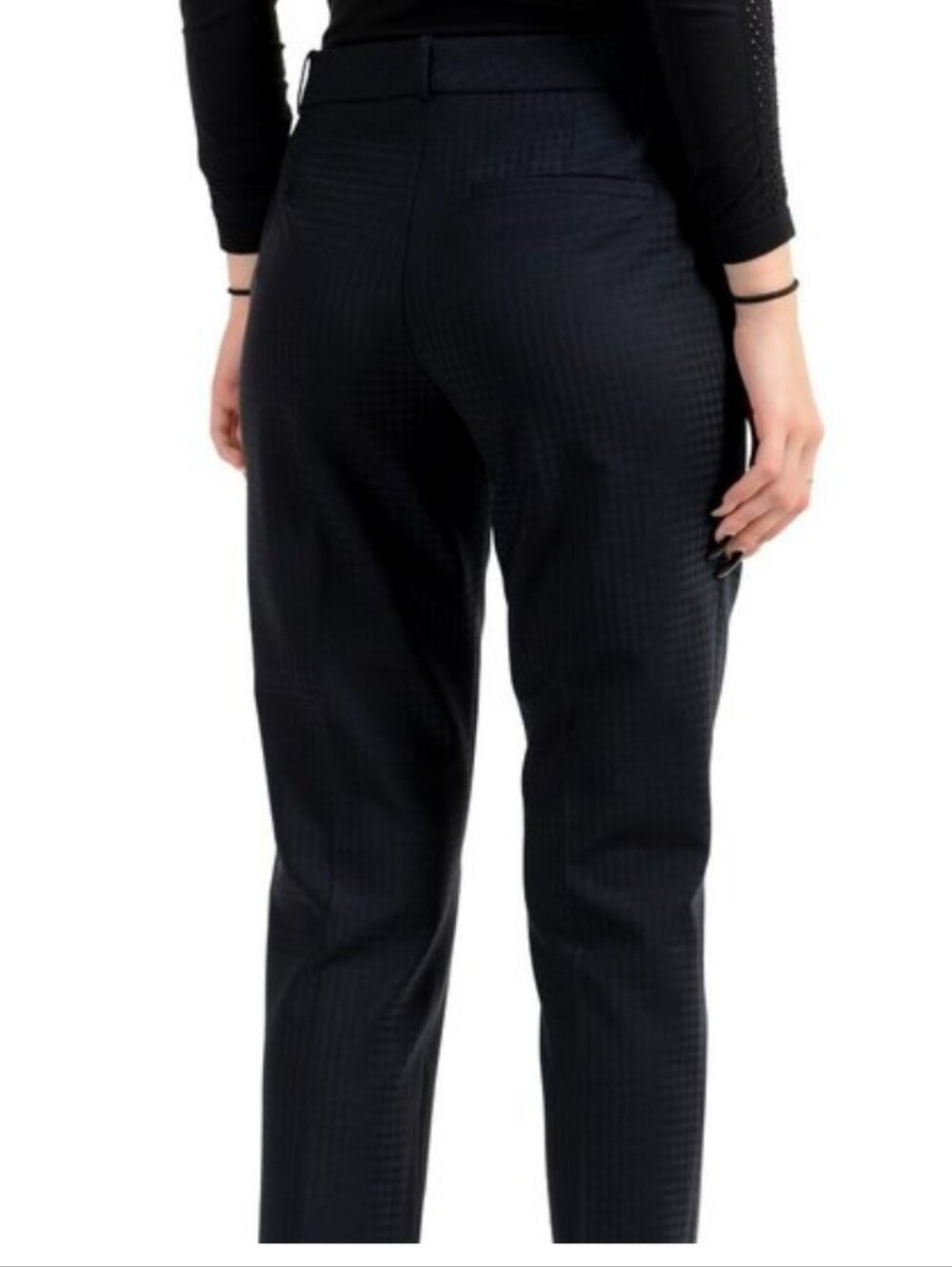 Hugo Boss Women's Tiluna 11 Blue 44% Virgen Woll Plaid STraight Leg Pants Size 4 - Picture 16 of 16